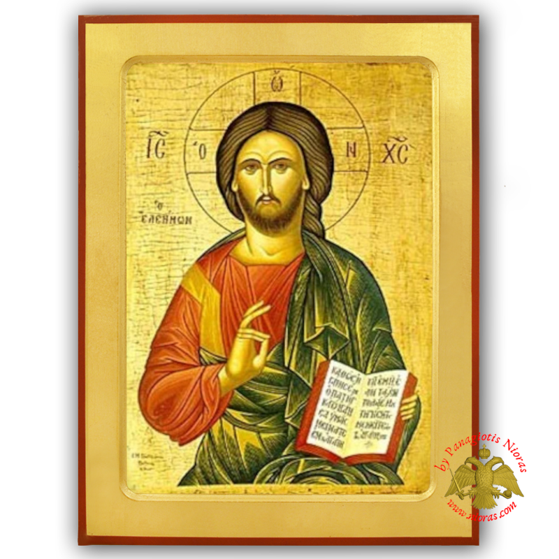 Christ Blessing Merciful Byzantine Wooden Icon